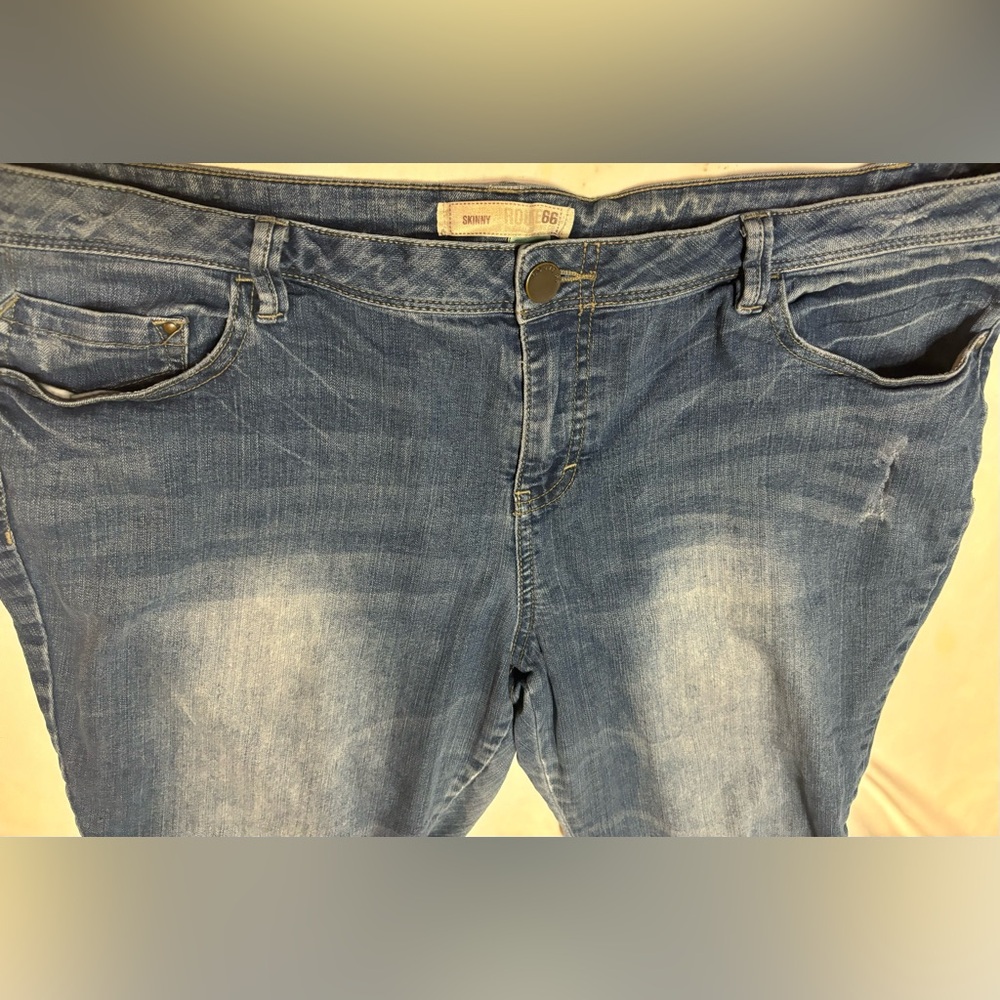 ROUTE 66 CLASSIC SKINNY‎ FIT JEANS PLUS SIZE 18 DISTRESSED - Picture 3 of 16